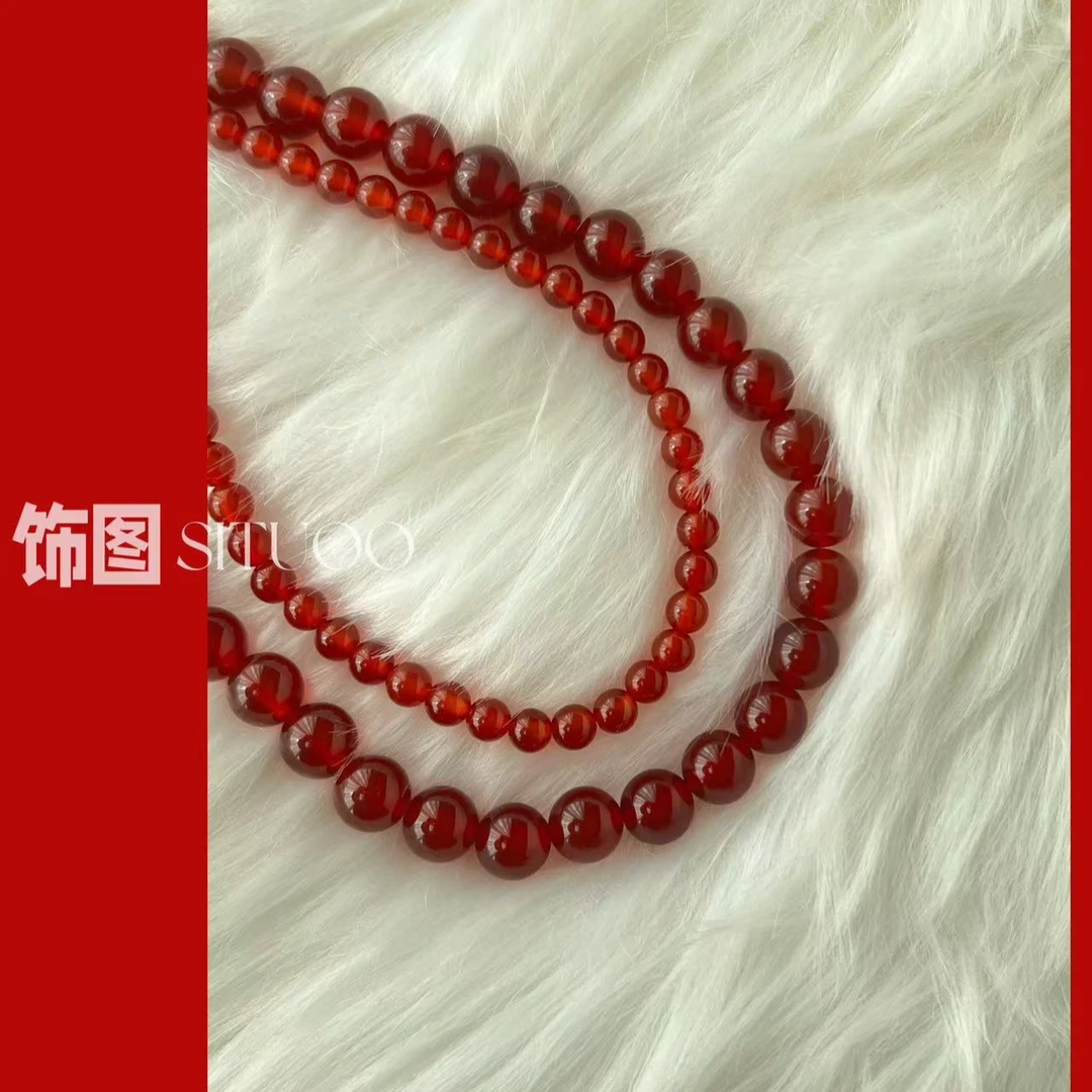 天然石系列SITUOO饰图 “南法印象”天然红玛瑙串珠项链10mm45+7