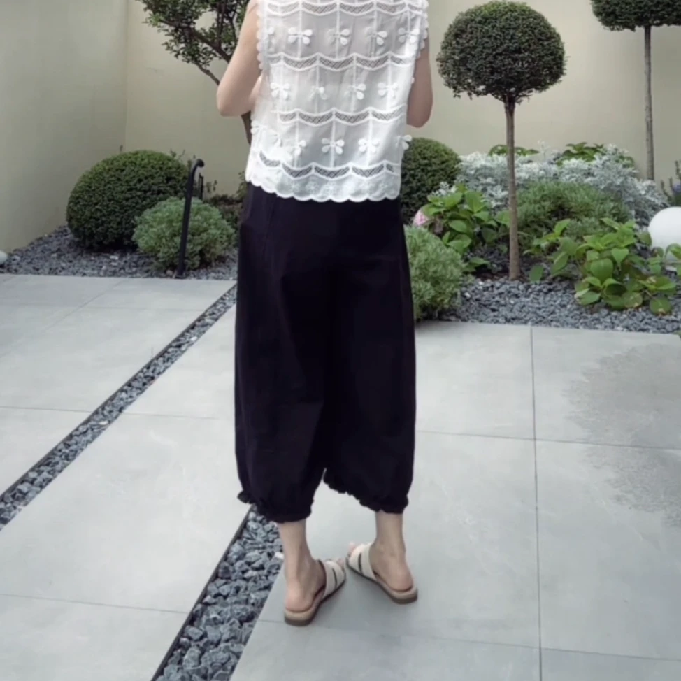 YX七202505221新款裤腿花边灯笼裤时尚休闲百搭