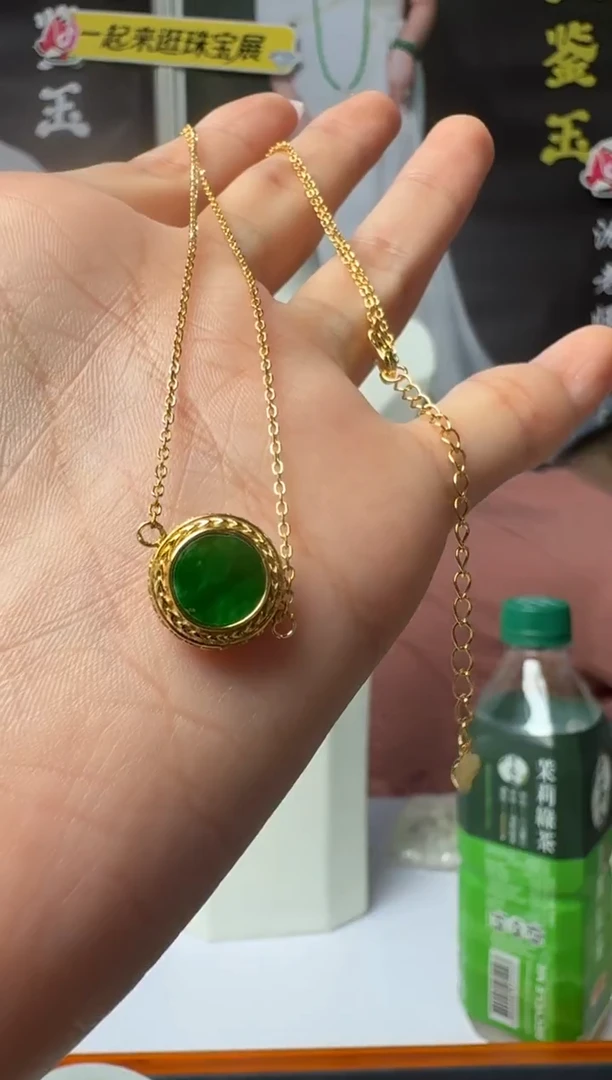 颈饰银S925镶嵌翡翠挂件