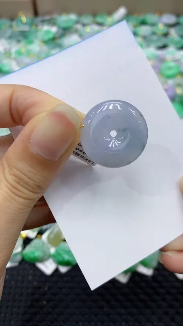 颈饰18K金镶嵌翡翠天然缅甸翡翠A货