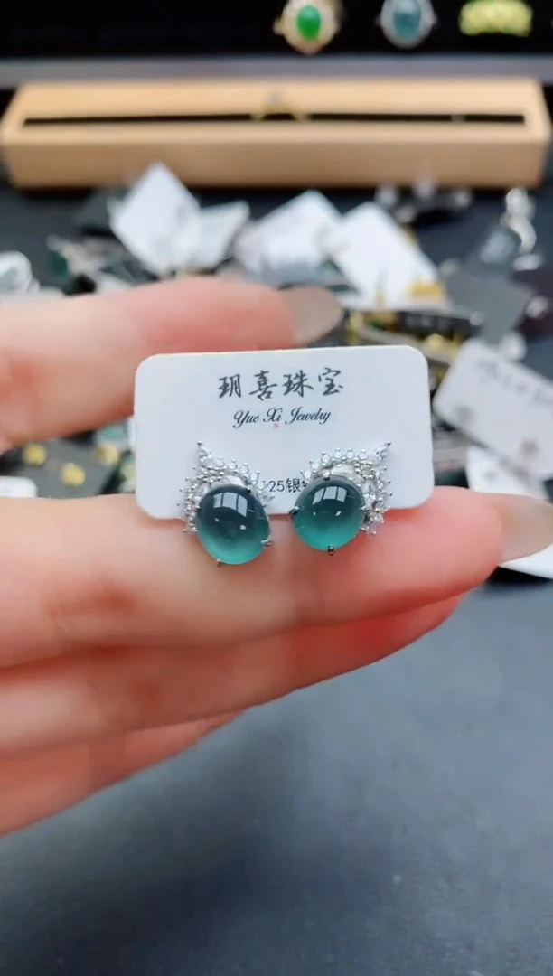 银S925镶嵌戒指翡翠1