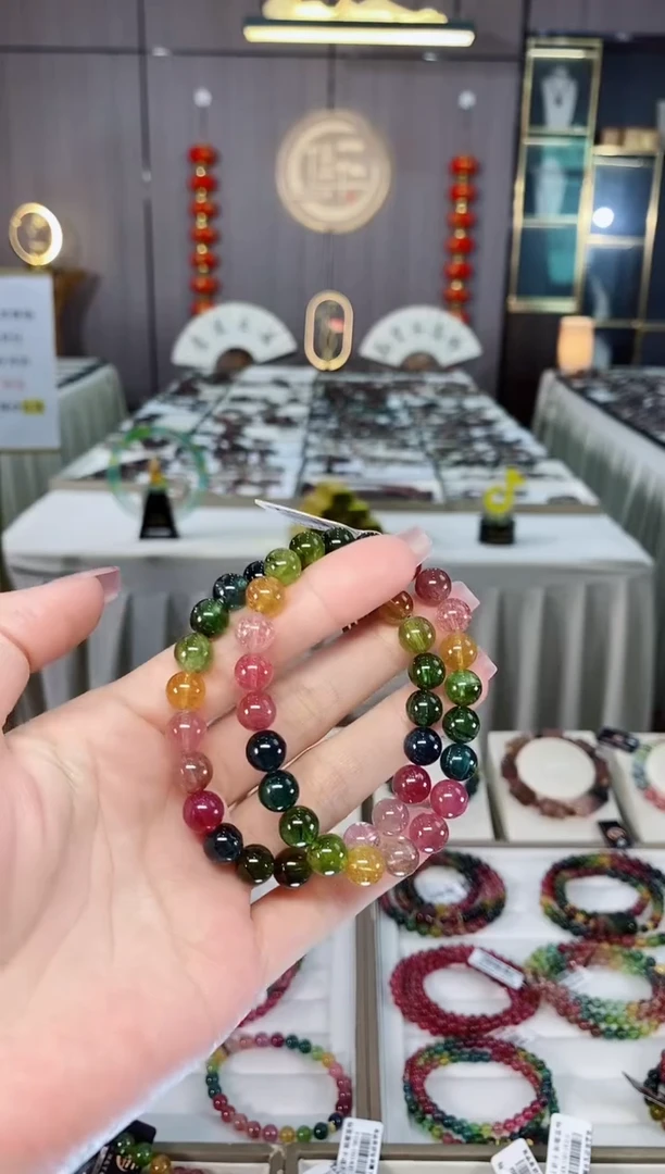 未镶嵌老矿碧玺彩虹单圈手串8mm+碧玺hon多样性发货一条