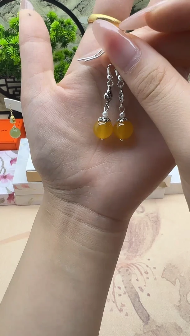蜜蜡未镶嵌耳饰26