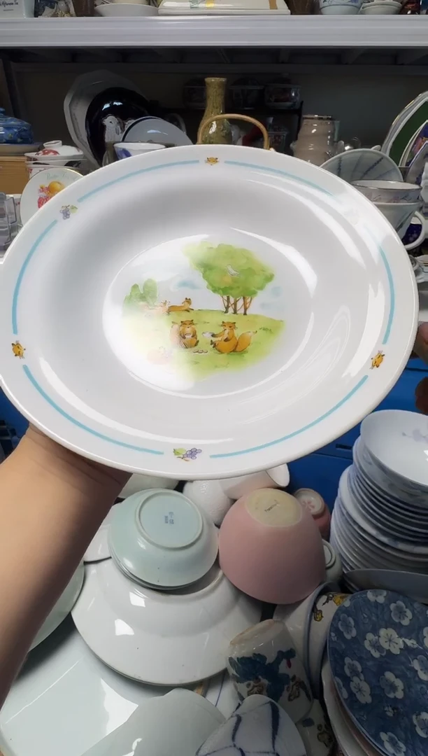 中古瓷器，默认微瑕-超好看的卡通盘子