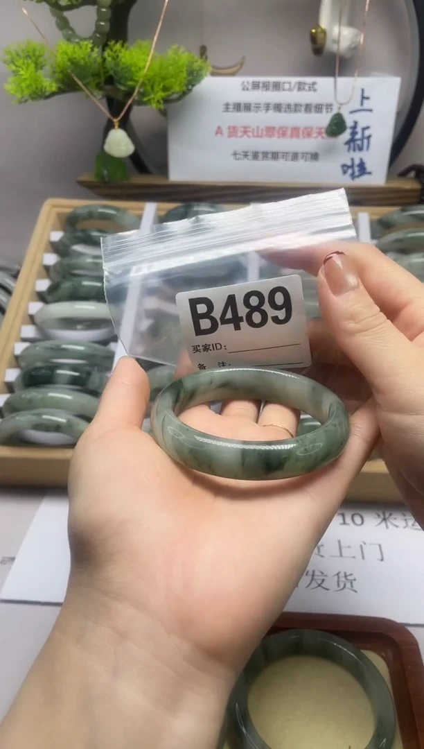 【闪购商品】石英质玉（天山翠）手镯未镶嵌b489