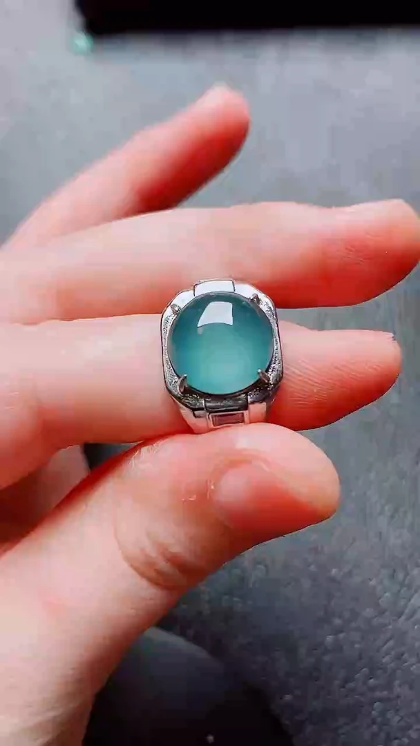 银S925镶嵌戒指翡翠翡翠