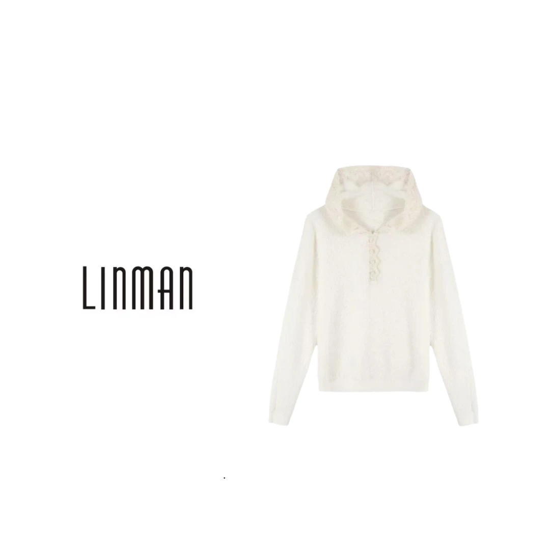 【万达2010】超细美利奴羊毛混纺欧根纱蕾丝连帽上衣8866