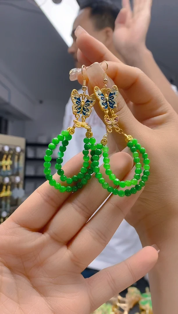 【闪购商品】翡翠耳饰合金81翡翠耳钩