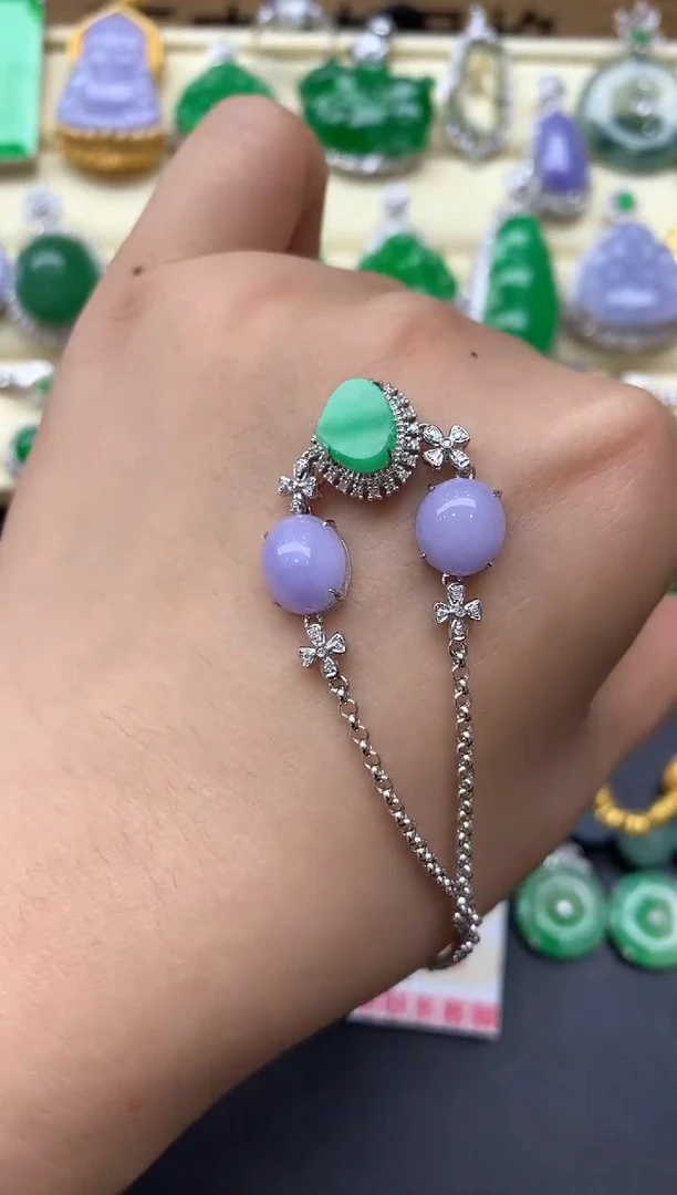 18K金镶嵌手链翡翠372-中国好珍宝