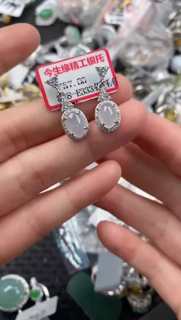 银S925镶嵌戒指翡翠222             7