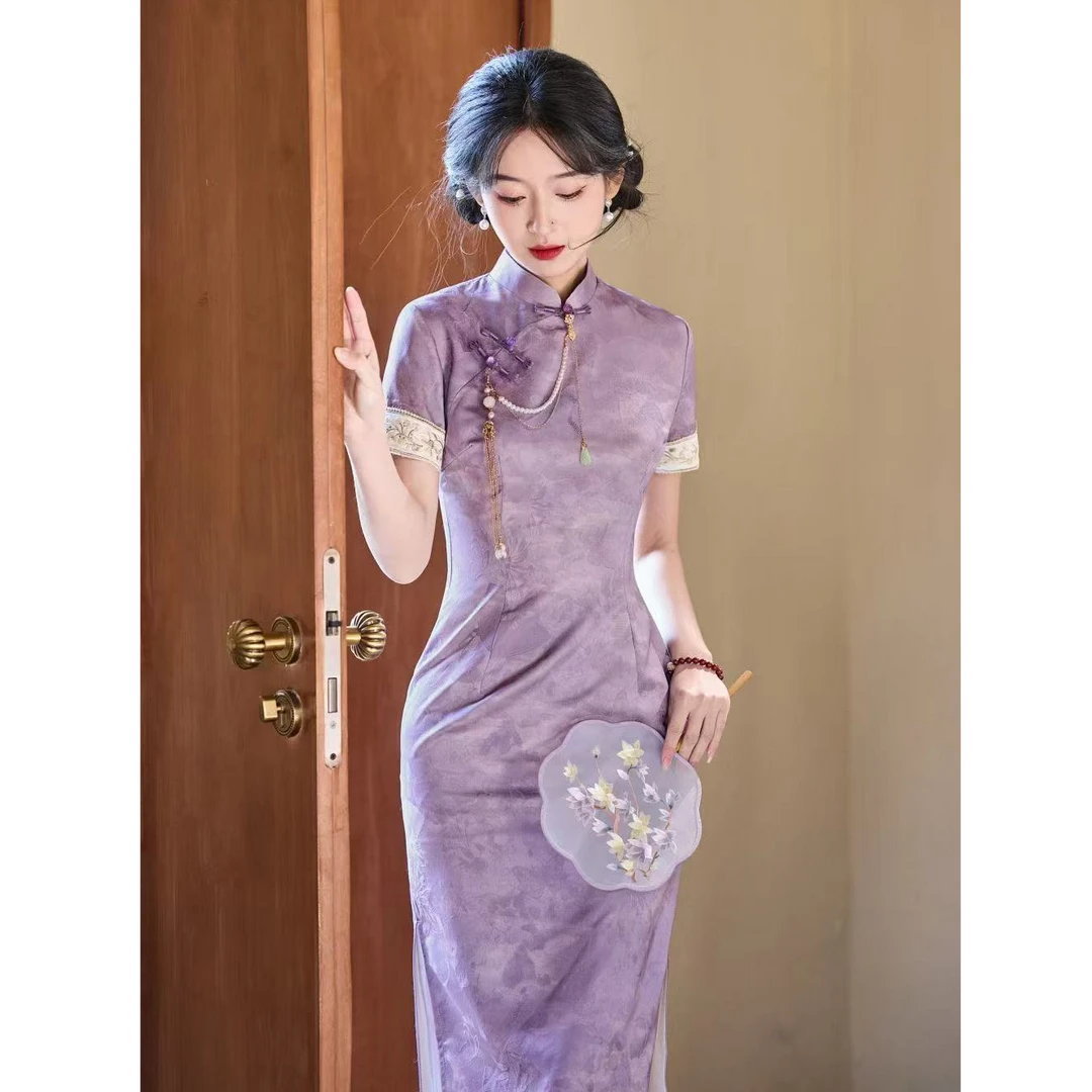 【一梦大唐】中国风复古气质传统款旗袍新中式日常旗袍双层衣长115