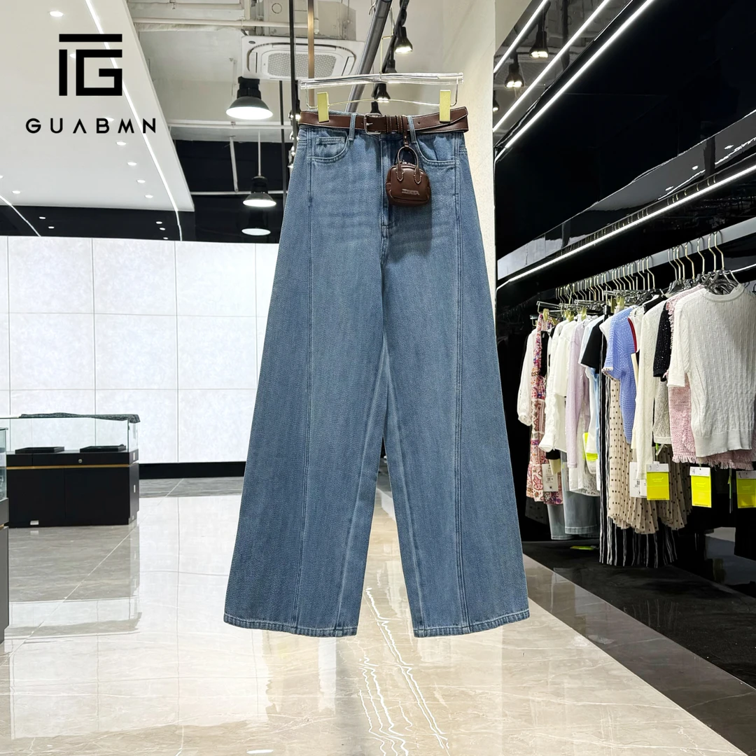 GUABMN2025夏季新款通勤直筒宽松显瘦阔腿牛仔裤休闲夏日穿搭5302