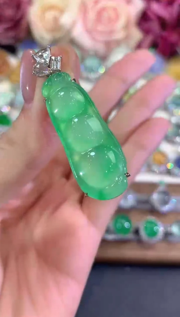 吊坠(不含链)18K金镶嵌翡翠利*w80