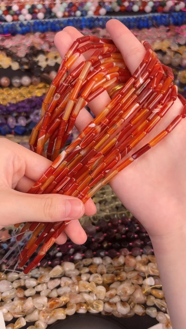 玛瑙/玉髓合金珠宝半成品蚕丝玛瑙圆管