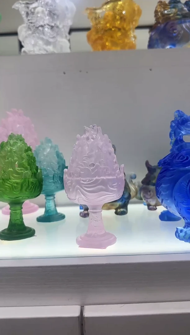 手工艺品琉璃古法琉璃博山炉14粉色