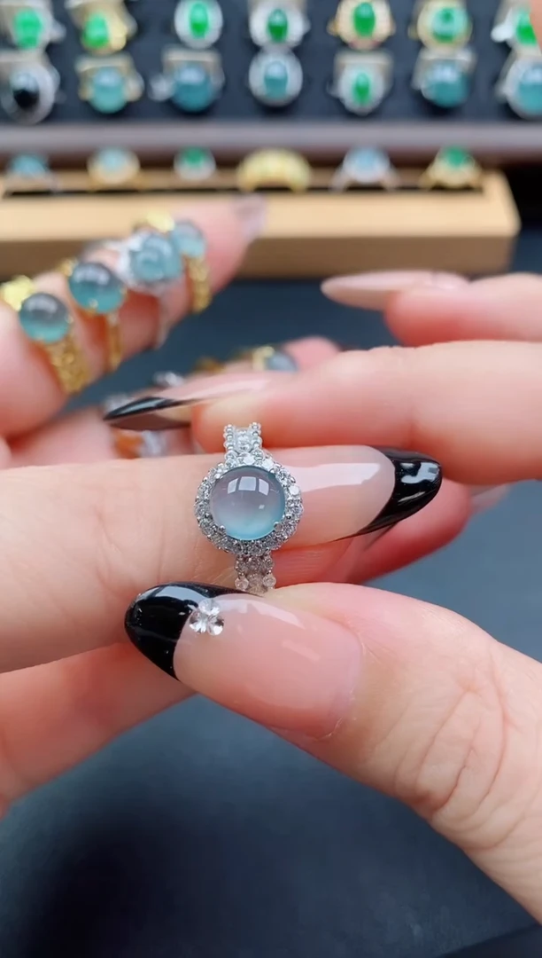 银S925镶嵌戒指翡翠121