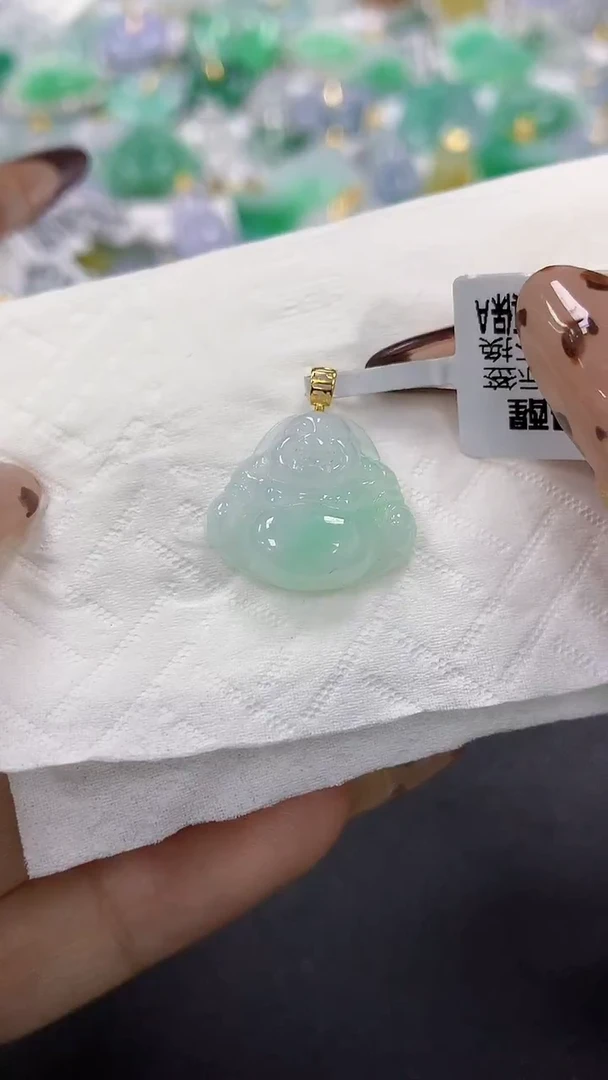 颈饰18K金镶嵌翡翠a货假一赔三支持复检百元上9元证书费自理