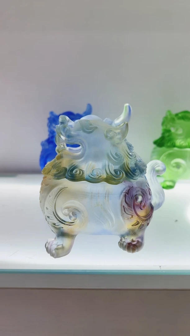 手工艺品琉璃古法琉璃中号狻猊香炉