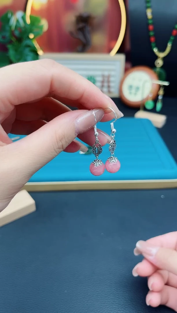 玛瑙/玉髓耳饰银S925镶嵌426