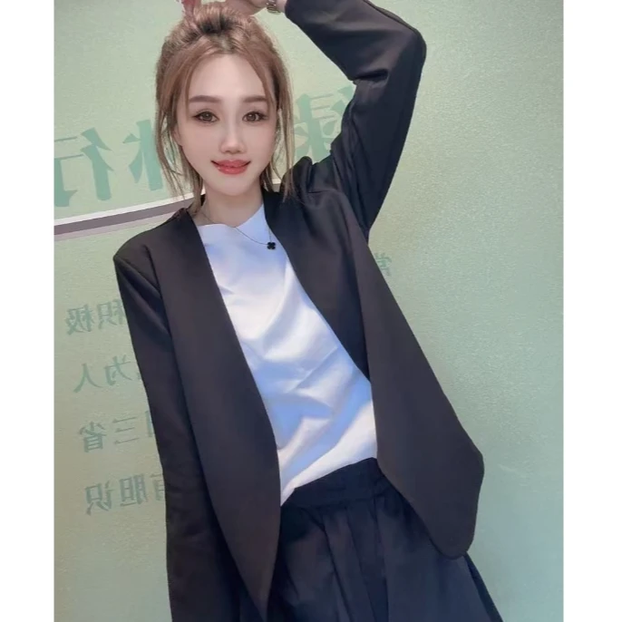 百搭款黑色爆款修身西服外套b