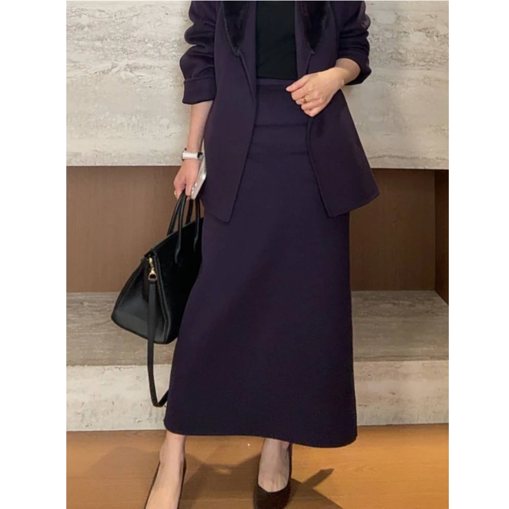 TANTAN 显瘦气质百搭开叉秋冬毛呢半身裙4230