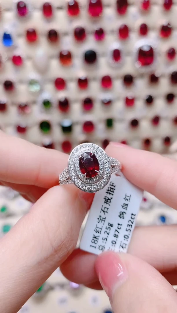 18K金戒指18K金镶嵌红宝石1