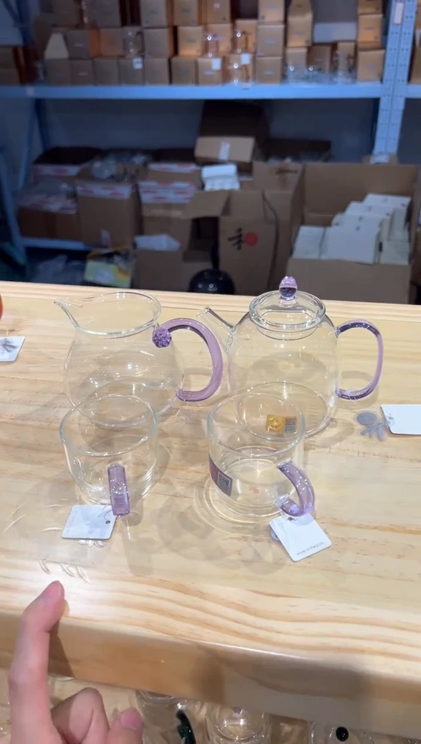 禾器-浮莲茶海-浅紫色+宴臣壶浅紫+清禾杯浅紫2只