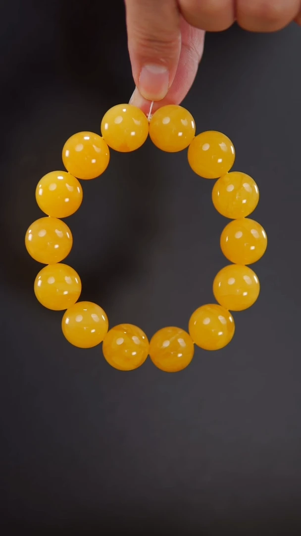 未镶嵌琥珀手链焦皮料圆珠手串43.3