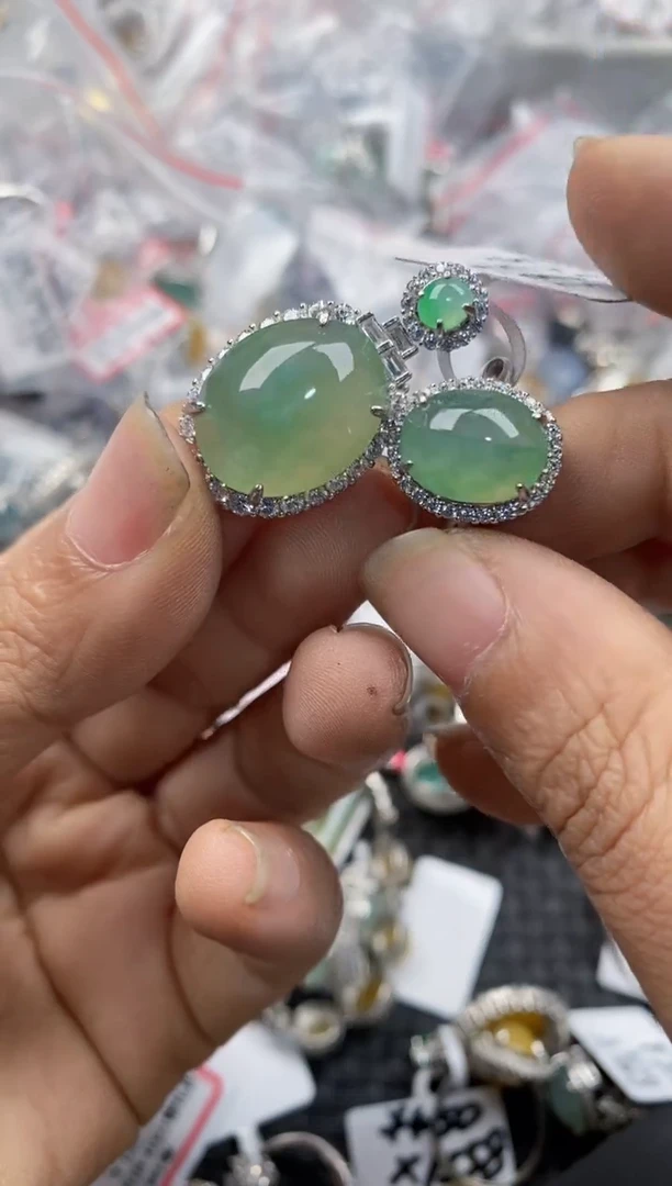 银S925镶嵌戒指翡翠555----6