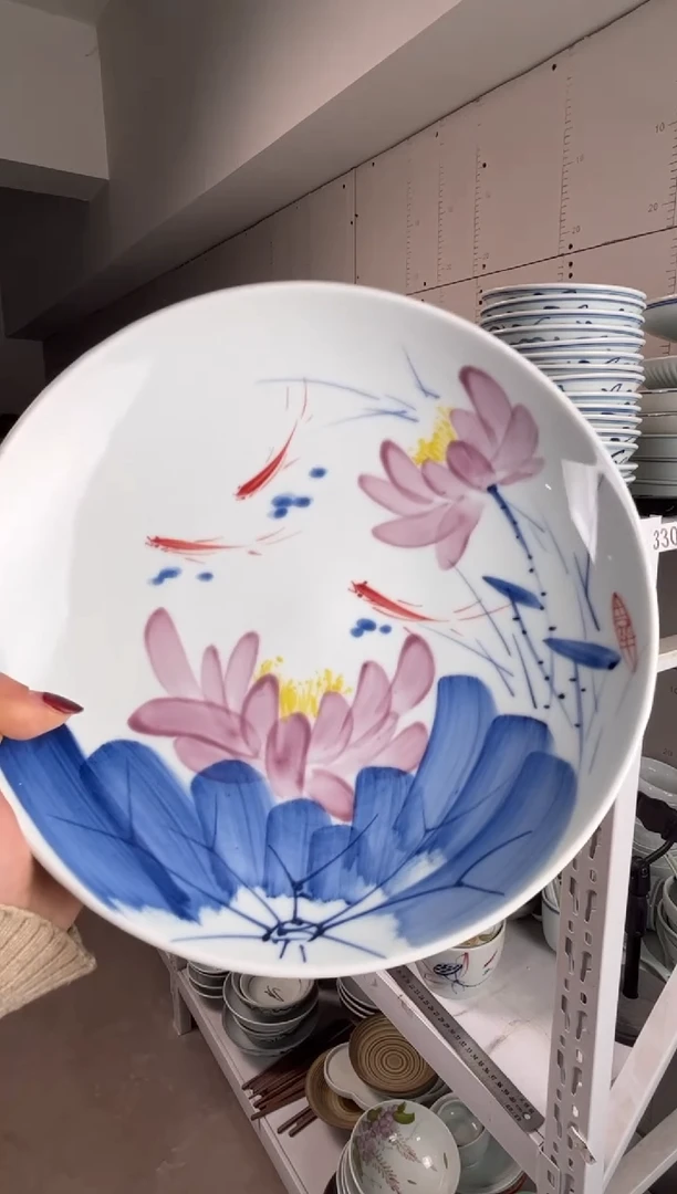 明舟中暇手绘9.5寸大盘（随机图案单只装）