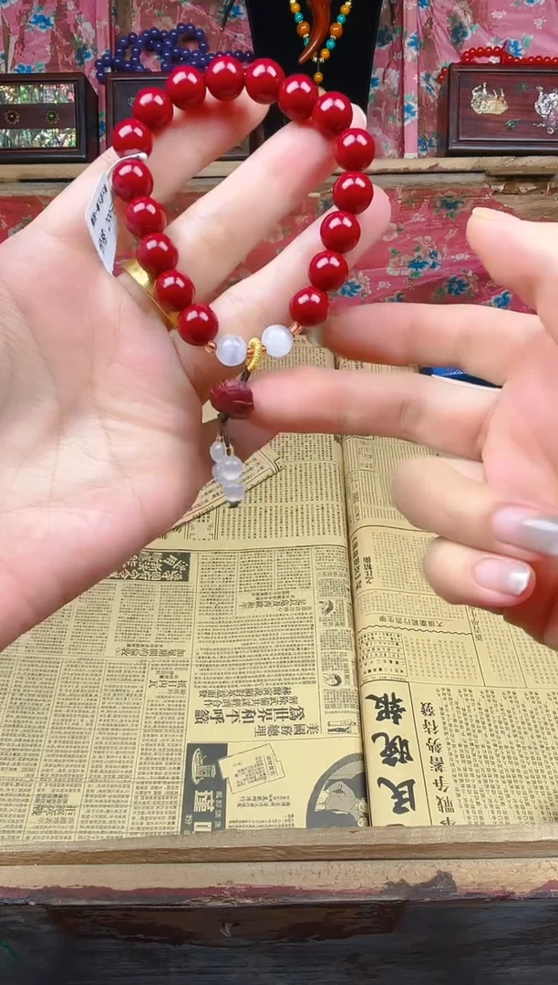 未镶嵌手链玛瑙/玉髓朱砂手串