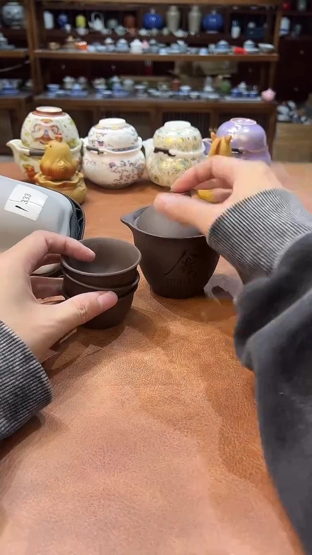 真的很便宜会开片的旅行茶具