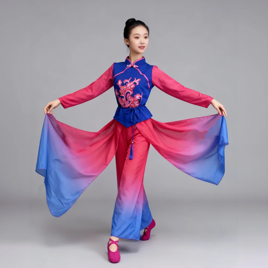 女新款打鼓服成人古典舞演出服中国风喜庆扇子舞伞舞胶州广场舞服