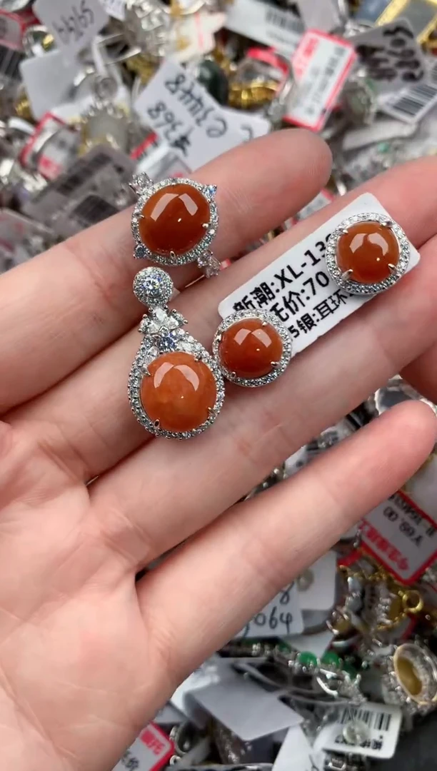 银S925镶嵌戒指翡翠444            10