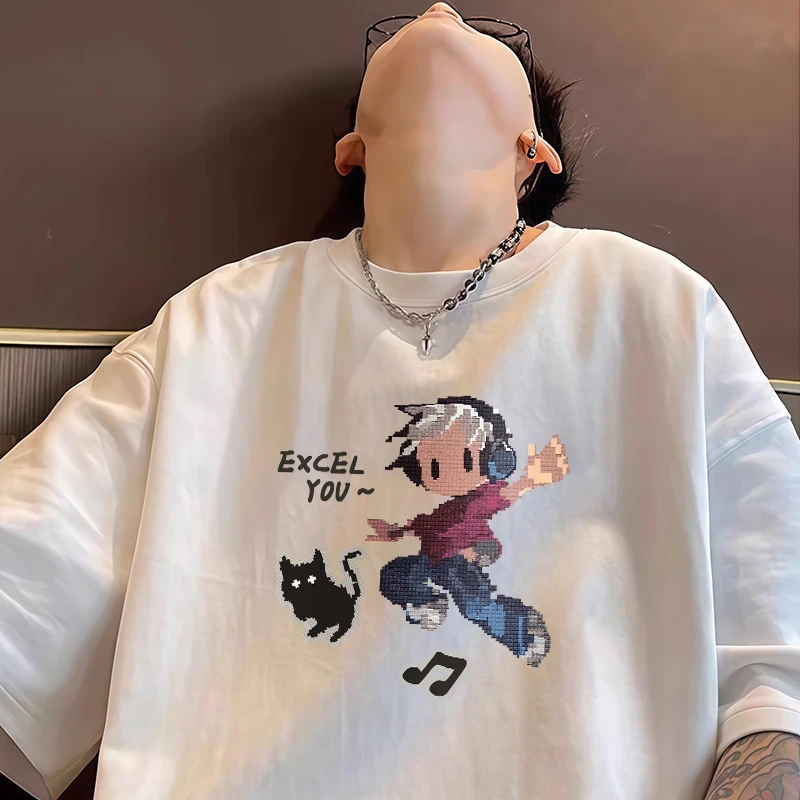 【重磅纯棉】男生短袖T恤夏季印花港风宽松潮流大码学生日系半袖潮