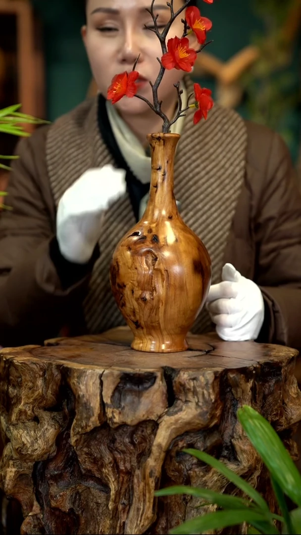 木雷击枣木富贵瓶