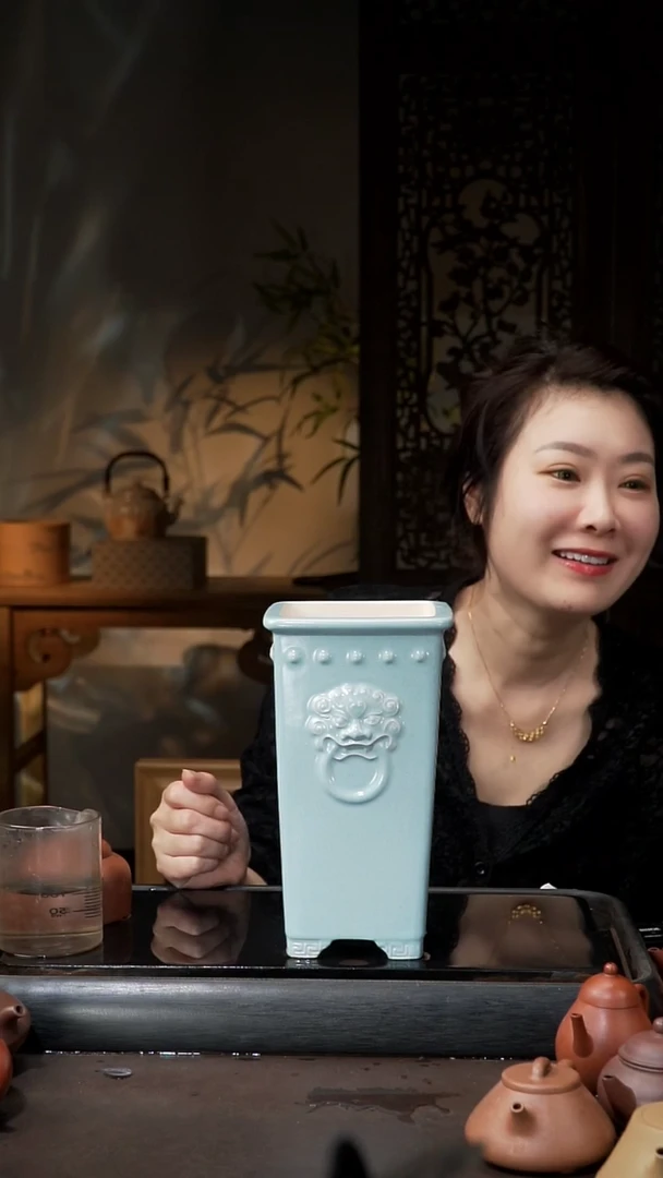 【闪购商品】紫砂茶壶白泥天青釉 花盆 047