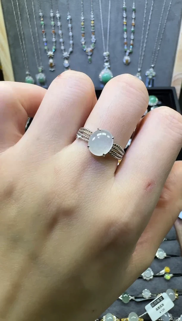 银S925镶嵌戒指翡翠翡翠戒指17