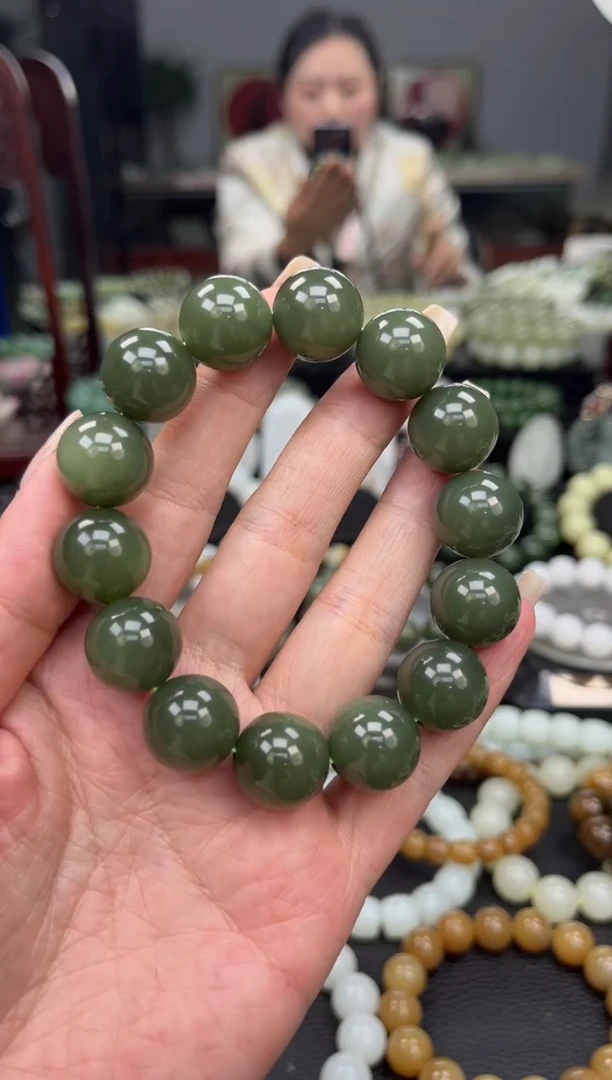 【闪购商品】和田玉手串未镶嵌新疆若羌青黄口卡16