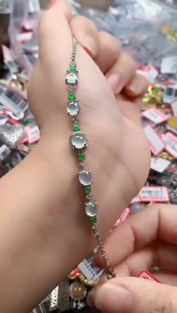 银S925镶嵌戒指翡翠天然A货缅甸翡翠