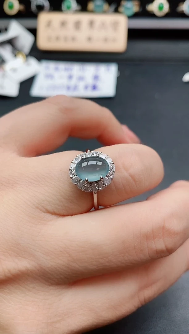 银S925镶嵌戒指翡翠1