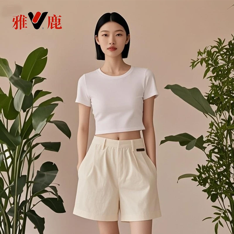雅鹿夏季女士百搭显瘦休闲短裤YZ2506