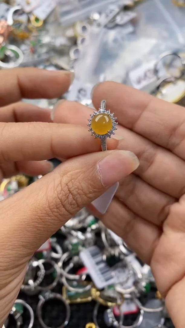 银S925镶嵌戒指翡翠888---3