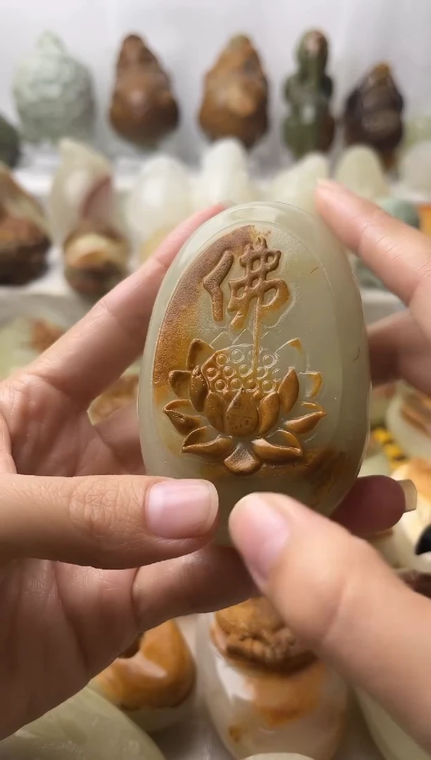 石材古青石棉纹正常不退换佛莲花