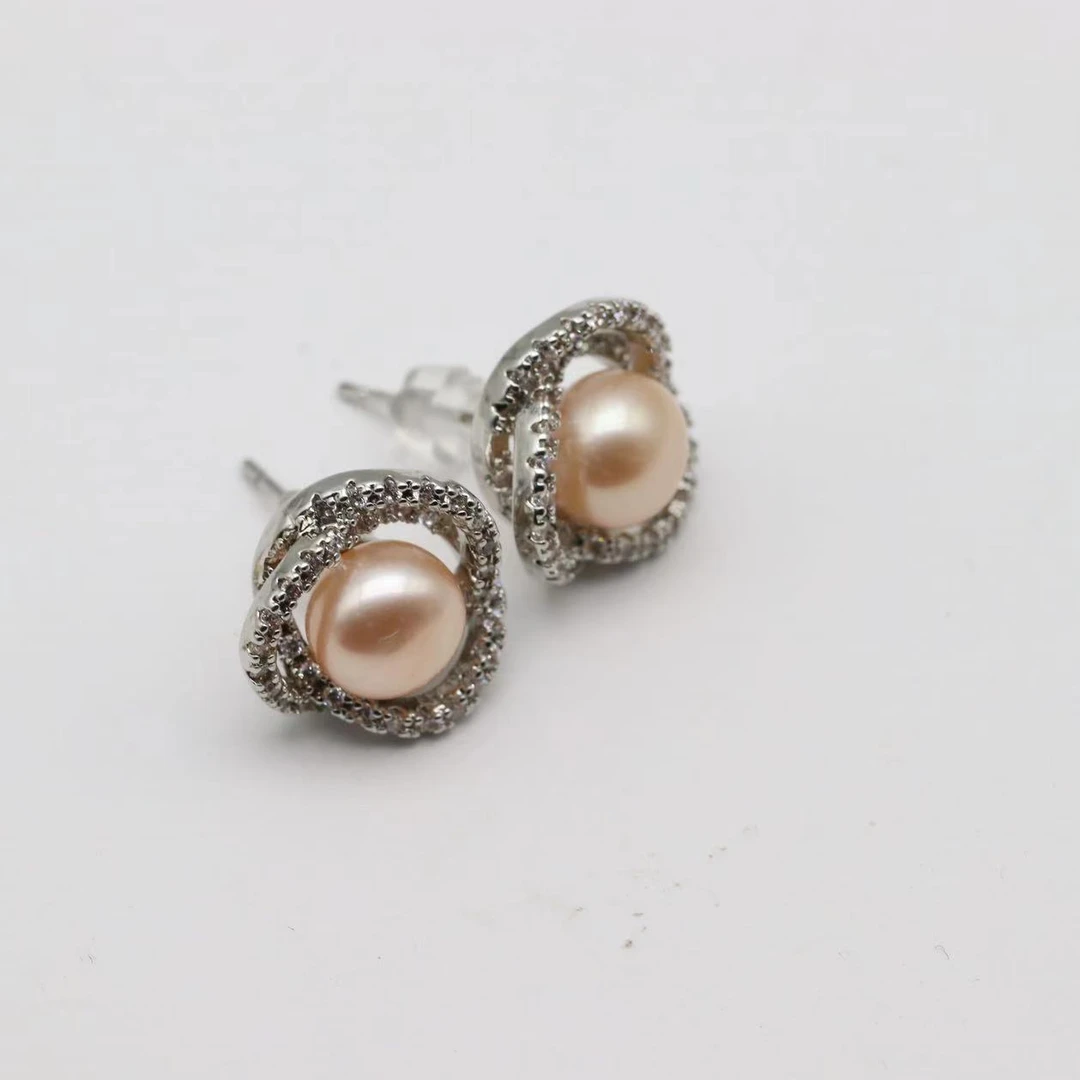 289 三生三世金桔色珍珠耳钉