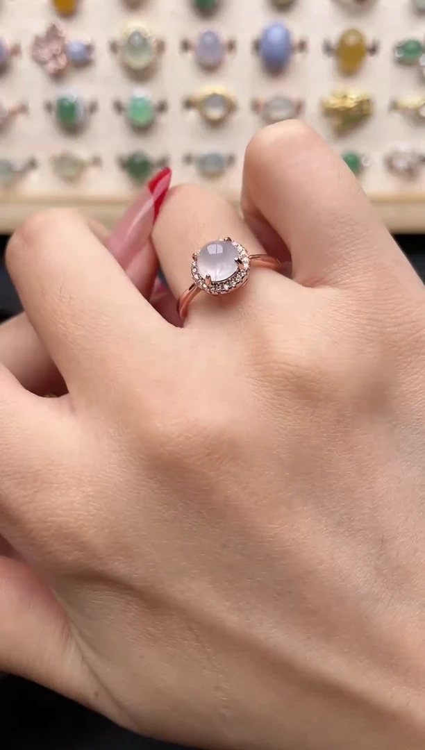 【闪购商品】翡翠戒指银S925镶嵌一物一证一礼盒