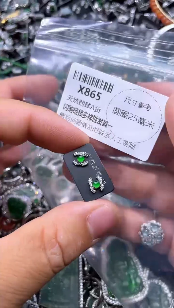 【闪购商品】翡翠颈饰未镶嵌X865耳钉
