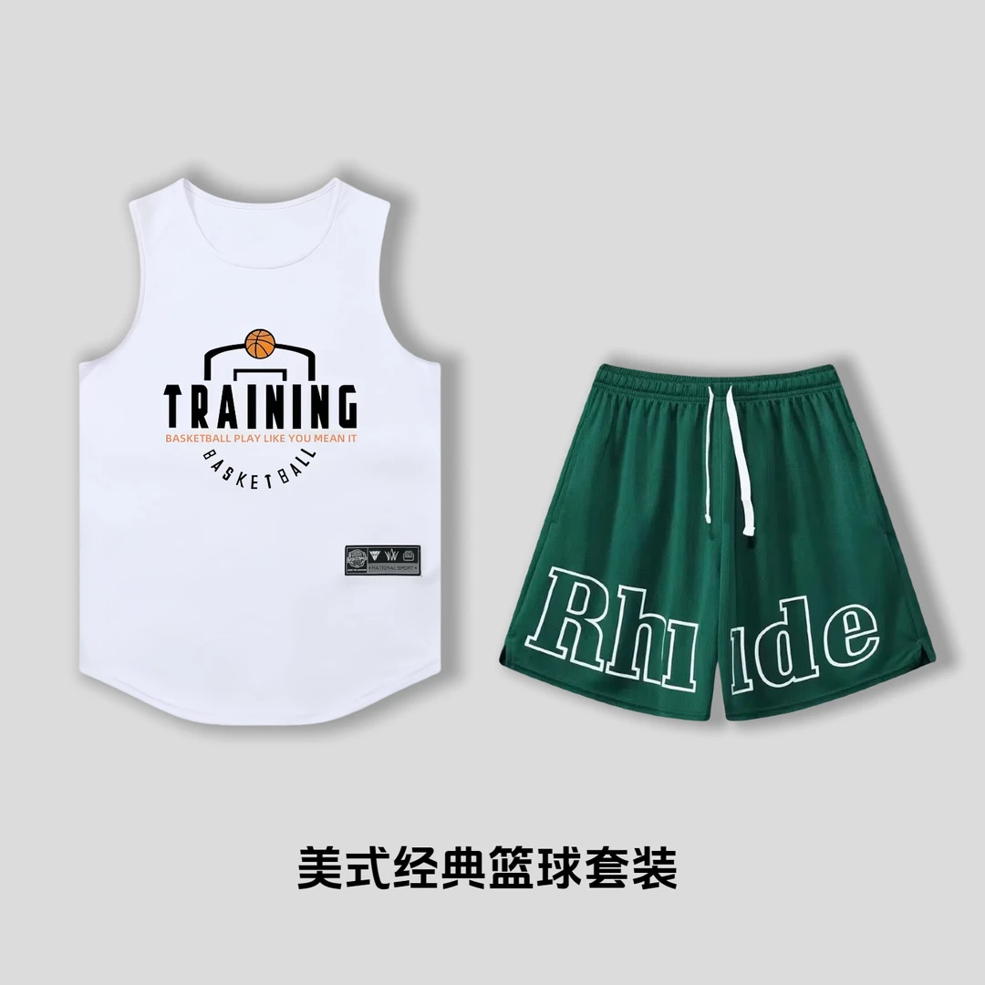 夏季速干篮球服套装跑步运动速干透气四分短裤清爽训练服美式背心