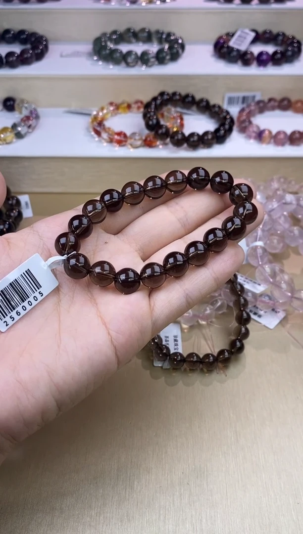烟晶手链未镶嵌茶晶单圈10m+