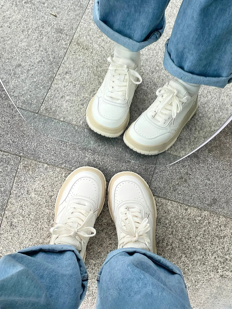 WANTS-LAB 2025潮流百搭时尚白色圆头系带休闲鞋WL2007160095